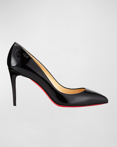 Christian Louboutin Apostrophy Leather Pointed Red-sole Pumps In Black