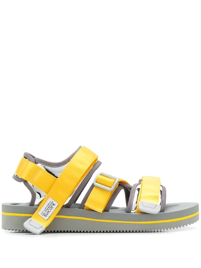 Suicoke Touch Strap Platform Sole Sandals In Yellow