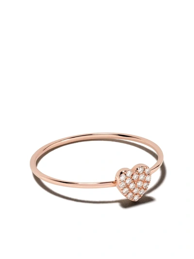 Ef Collection 14kt Rose Gold Mini Diamond Heart Stack Ring In 106980