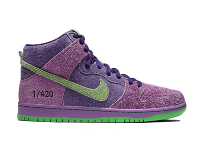 Pre-owned Nike Sb Dunk High Reverse Skunk 420 (regular Box) In Purple/purple/green