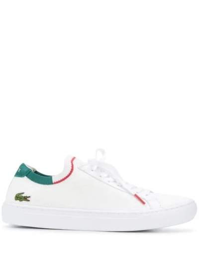 Lacoste Knitted Style Embroidered Logo Detail Sneakers In White