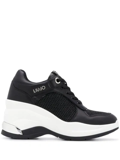 Liu •jo Mesh Panel Chunky Heel Sneakers In Black