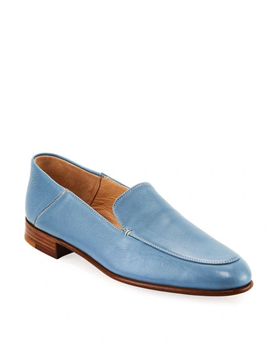 Gravati Flat Leather Step-down Loafers In Blue