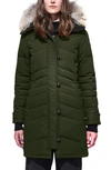 Canada Goose Lorette Hooded Down Parka With Genuine Coyote Fur Trim In Military Green