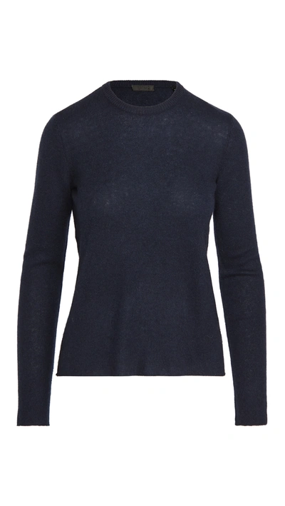 Atm Anthony Thomas Melillo Cashmere Long-sleeve Crewneck Top In Dark Blue