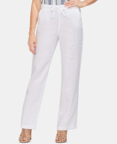 Vince Camuto Linen Drawstring Wide-leg Pants In Ultra White