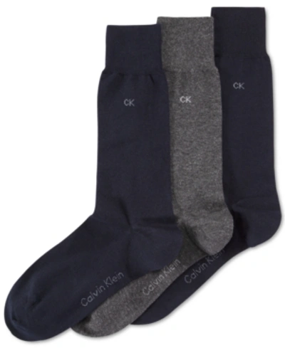 Gucci Men's Socks, Combed Flat Knit Crew 3 Pack In Navy Black Grey