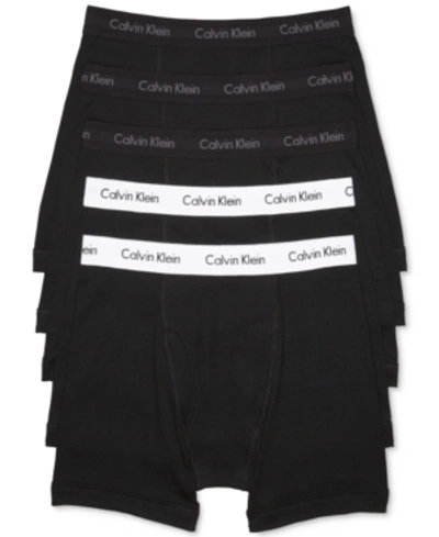 Gucci Men's 5-pack Cotton Classic Boxer Briefs Underwear In All Black/black With White Waistband