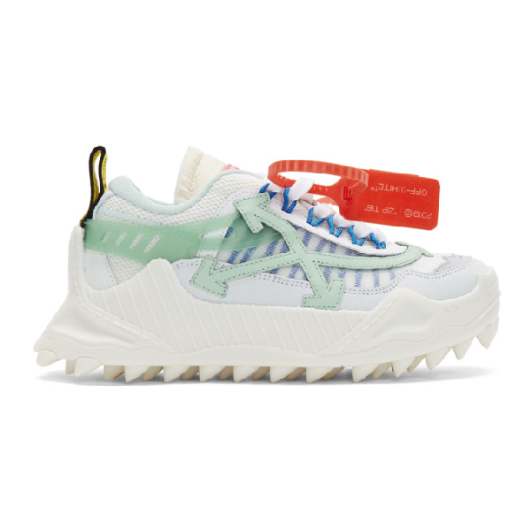 Off-white Odsy 1000 White Mesh Sneakers In Pale Blue | ModeSens