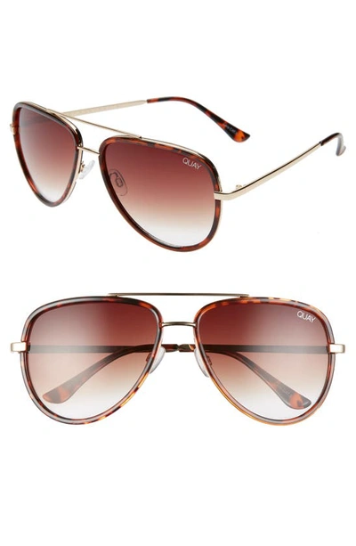 Quay All In 58mm Aviator Sunglasses In Tortoise/ Brown Fade