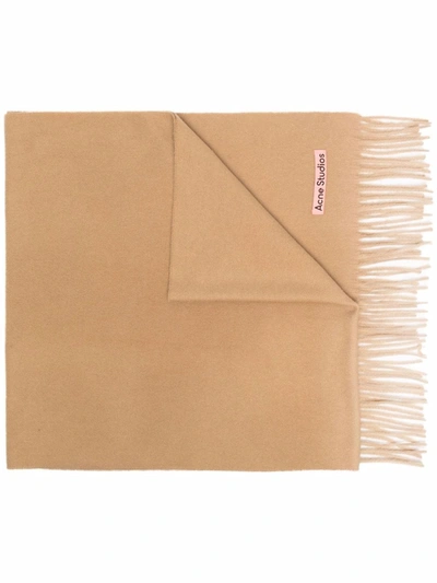 Acne Studios Canada Oversized Fringed Wool Scarf In Neutrals