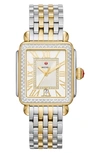 Michele Deco Madison Diamond Dial Two-tone Bracelet Watch, 33mm In White/two Tone