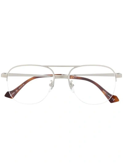 Gucci Aviator-frame Glasses In Silver