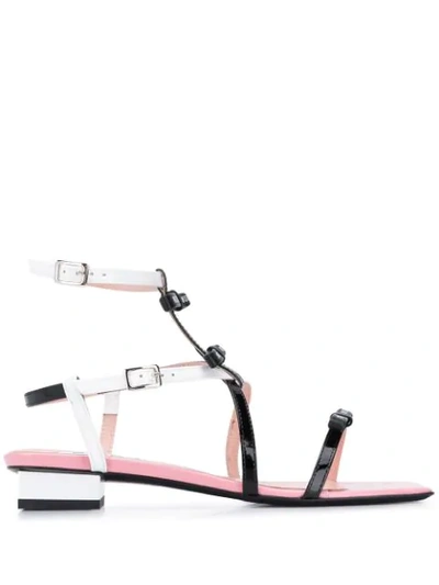 Msgm Bow-embellished Two-tone Sandals In Black