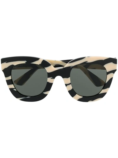 Gucci Zebra Print Soft Round-frame Sunglasses In White
