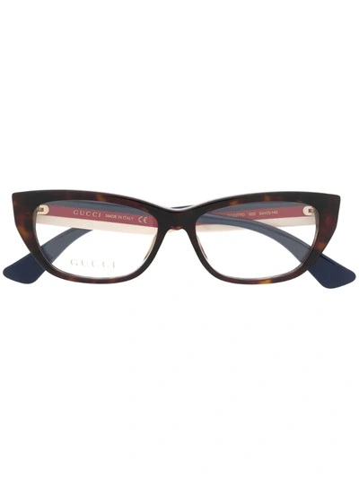 Gucci Sylvie Web Rectangular-frame Glasses In Brown