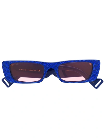 Gucci Rhinestone Embellished Sunglasses In Blue