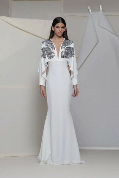 Isabel Sanchis Andezeno Long Sleeve Embellished Gown