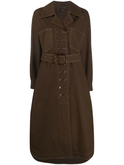 Fendi Oversized Belted Trench Coat In Brown
