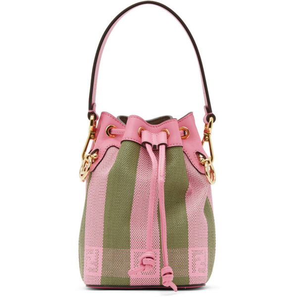 Fendi Pink & Green Raffia Mini Mon Trésor Bag In F1bcx Pink | ModeSens
