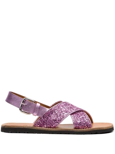 Car Shoe Glitter-effect Sandals In Pink