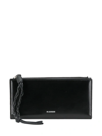 Jil Sander Logo-print Plaited-strap Wallet In Black