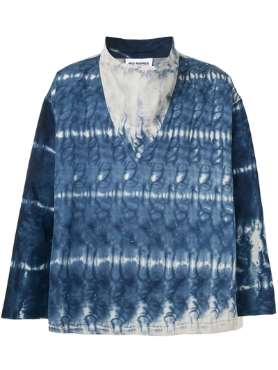 Hed Mayner Tie-dye Wide-collar Shirt In Blue