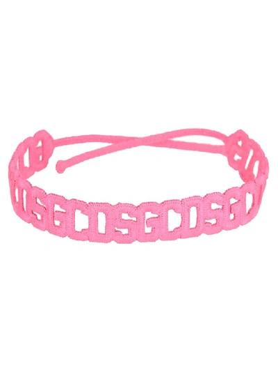 Gcds Logo Crochet Bracelet In Pink