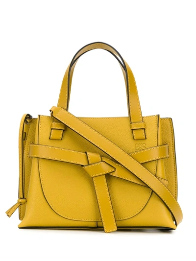 Loewe Mini Gate Leather Tote In Yellow