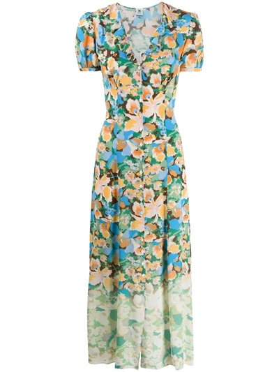 M Missoni Floral-print Button-through Dress In Green