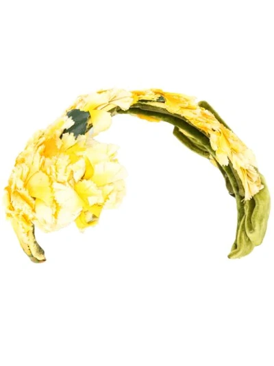 Pre-owned A.n.g.e.l.o. Vintage Cult 1950s Floral Appliqué Headband In Yellow