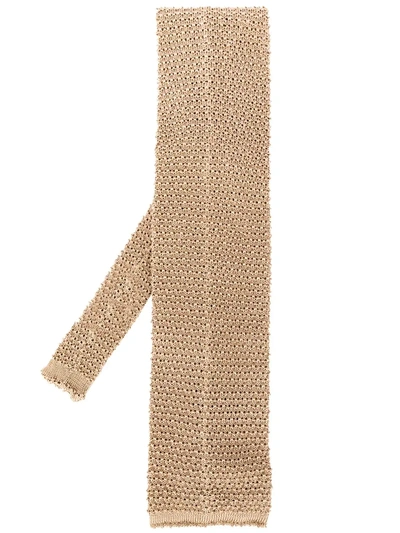 Pre-owned Gianfranco Ferre 1990s Knitted Square Tie In Neutrals