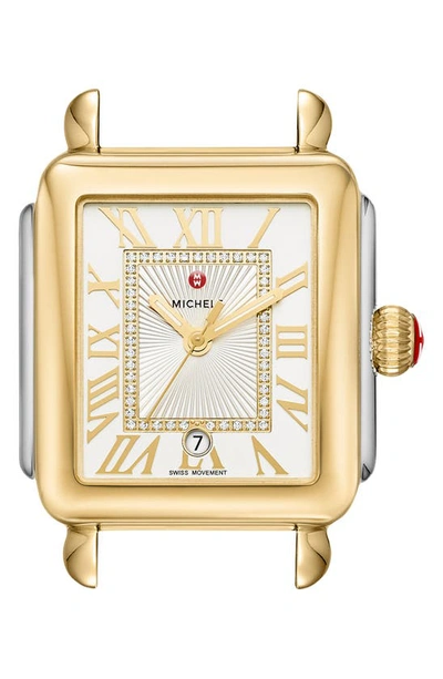 Michele Deco Madison Diamond Dial Watch Head, 33mm X 35mm In Gold/ Stainless Steel