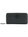 Tory Burch Mcgraw Zip-around Leather Wallet In Black