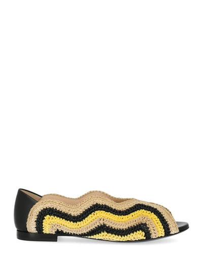 Fendi Shoe In Beige, Black, Yellow