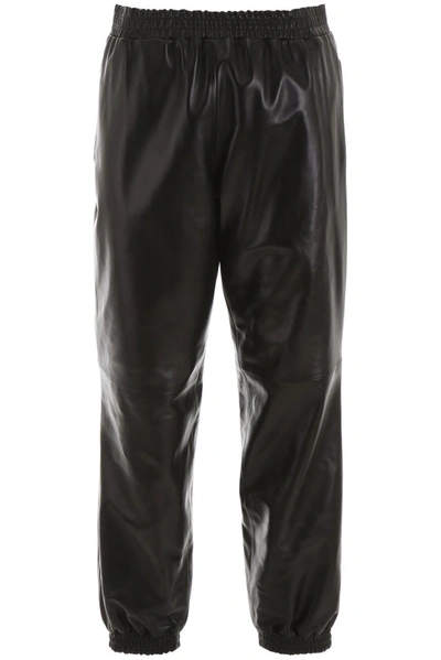 Burberry Leather Joggers In Black