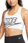 Nike Women's Futura Racerback Compression Medium Impact Sports Bra In White/black