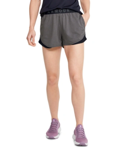 Under Armour Training Play Up 3.0 Twist Shorts In Gray Heather In Carbon Heather/black