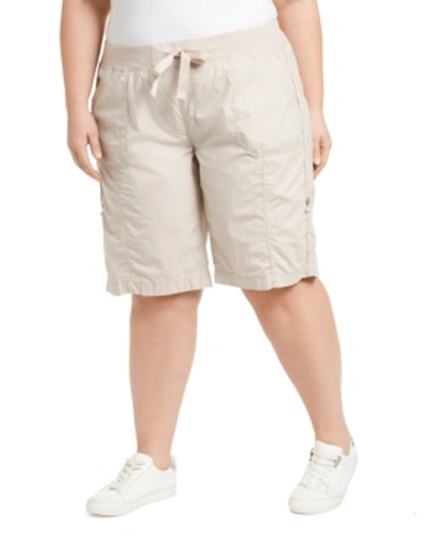 Calvin Klein Performance Plus Size Woven Active Shorts In Beige