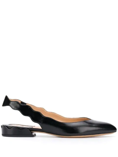 Chloé Leather Laurena Slingback Flats In Black