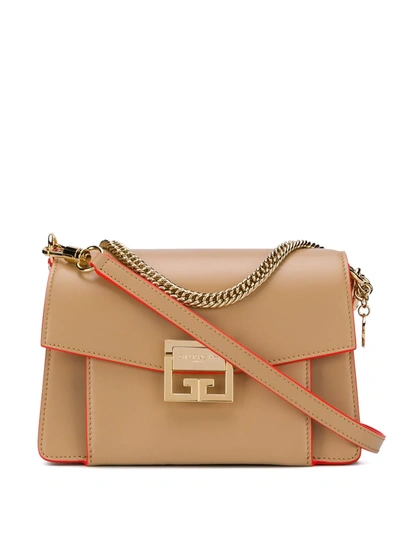 Givenchy Gv3 Small Nude Leather Shoulder Bag In Neutrals
