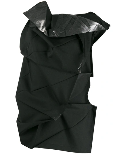 132 5. Issey Miyake Asymmetric Origami Blouse In Black