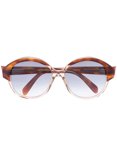 Celine Maillons Triomphe Round-frame Sunglasses In Brown