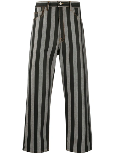 Sunnei Striped Straight-leg Trousers In Black