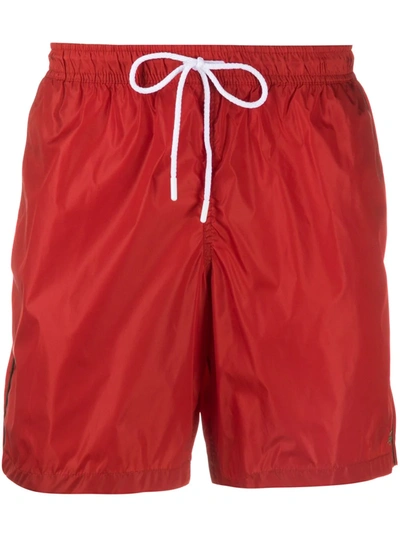 Fay Embroidered Logo Swim Shorts In Red