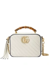 Gucci Gg Marmont Small Shoulder Bag With Bamboo In White
