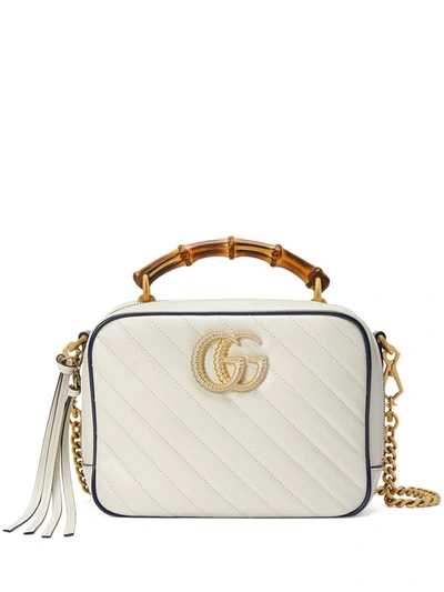 Gucci Gg Marmont Small Shoulder Bag With Bamboo In White