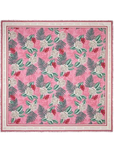 Gucci Hawaiian Print Modal Silk Shawl In Pink