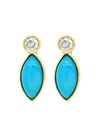 Jennifer Meyer 18kt Yellow Gold Diamond Bezel Turquoise Marquise Earrings
