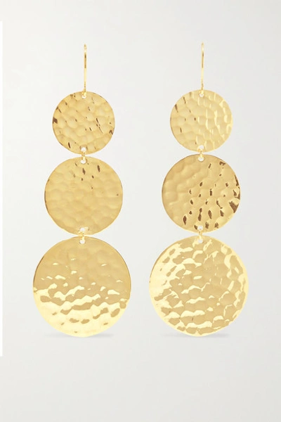 Jennifer Meyer Graduated Large Hammered Disc Earrings In Gold